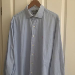 Blue&white stripe button shirt